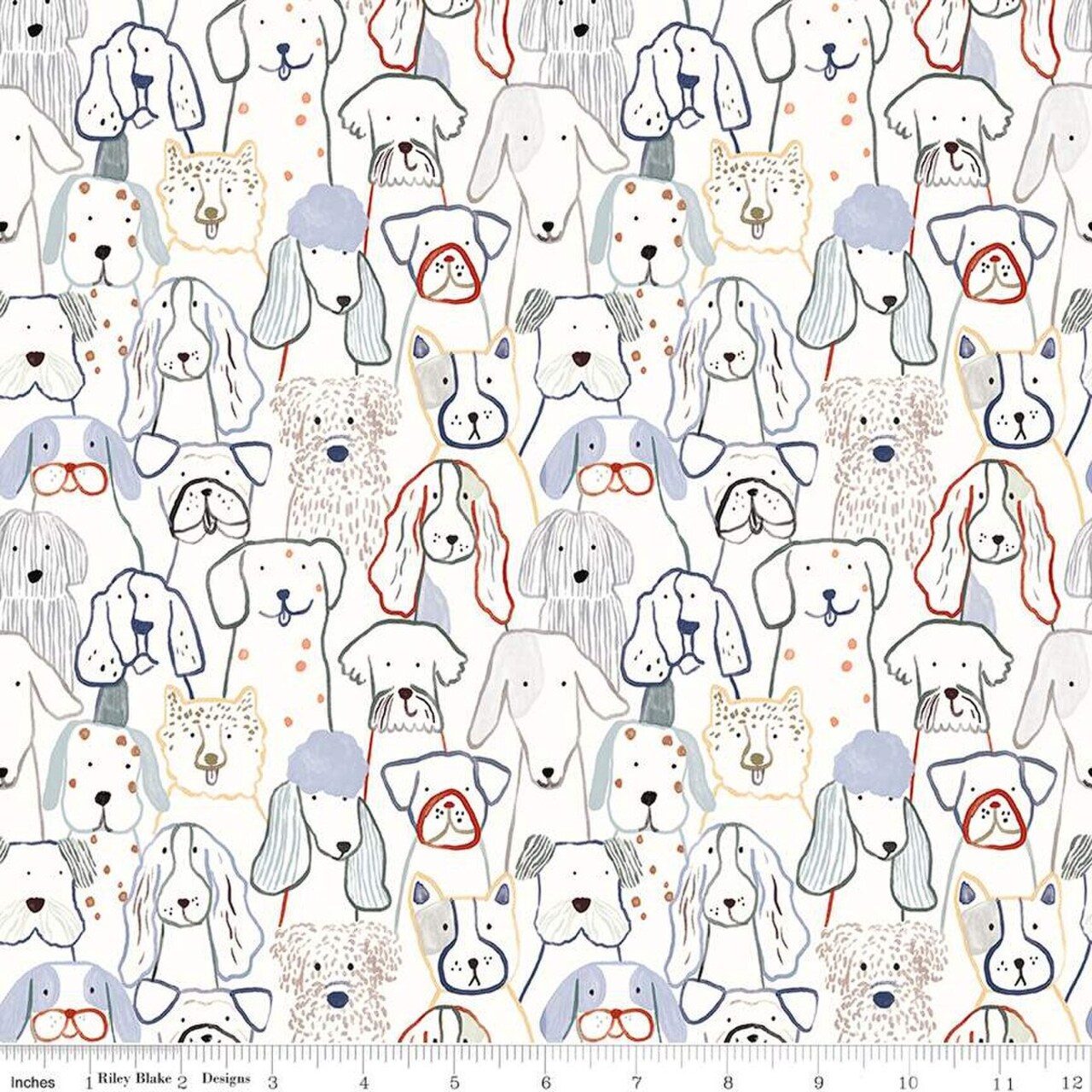 Fabric Riley Blake White Inky Dog Club Designer Flannel by the Quarter Yard F16024-WHITE